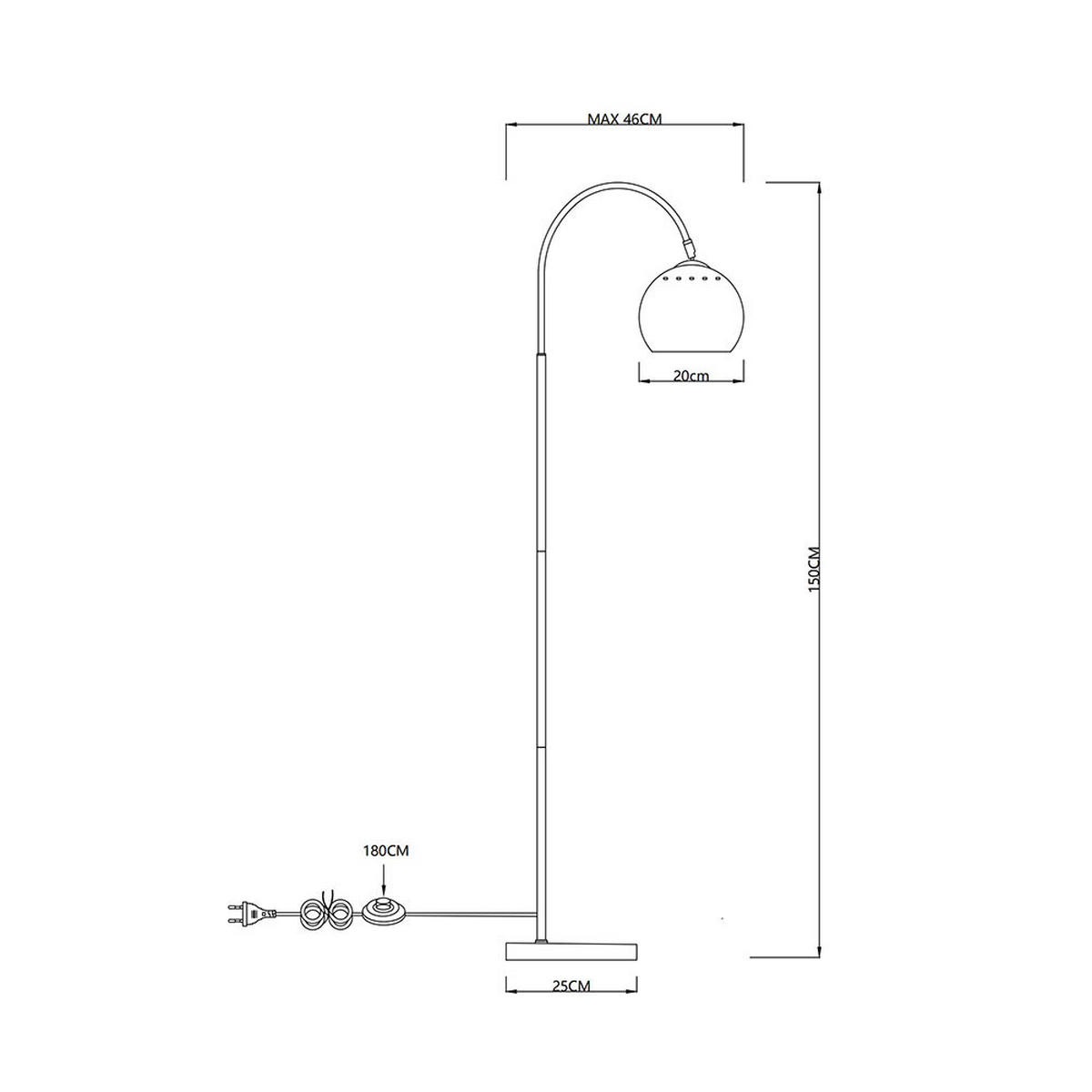 LED STEHLEUCHTE BENNO METALL WEISS, MIT FUSSSCHALTER - Weiß, Metall (46/25/150cm) - Globo Lighting