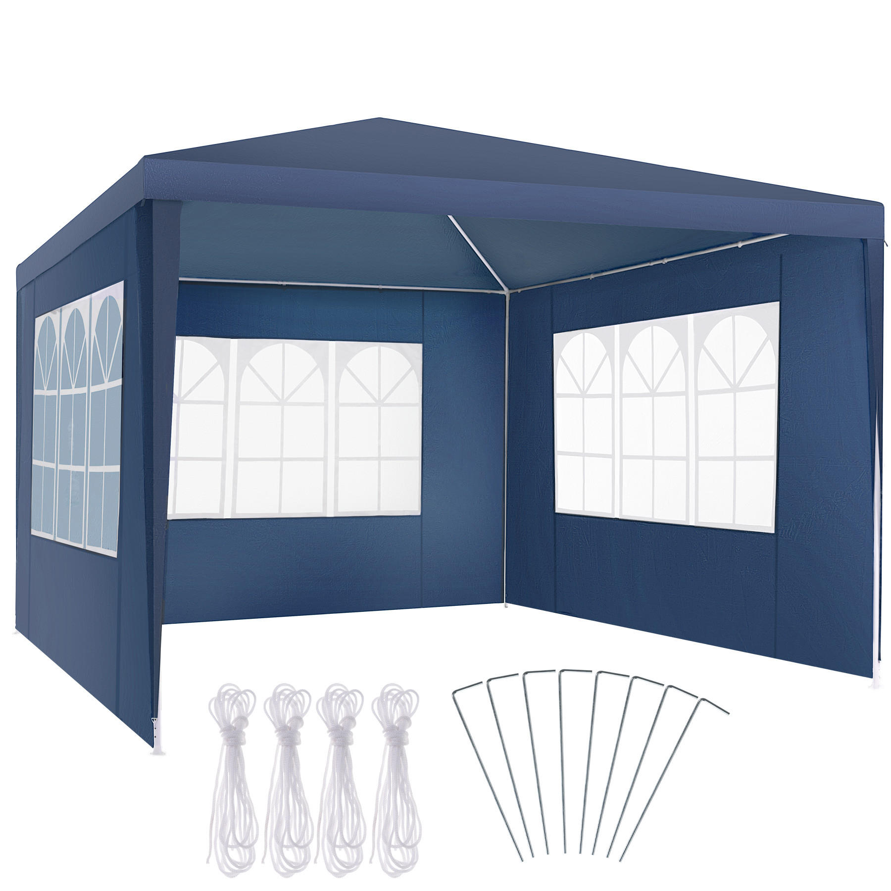 PAVILLON Baraban,inklusive Spannseile und Heringe,blau - Blau, Kunststoff (300/250/300cm) - tectake