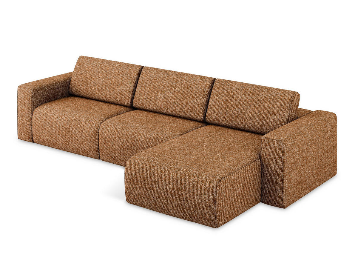 ECKSOFA rechts Strukturstoff Stoff Orange - Terra cotta/Schwarz, Kunststoff/Textil (314/167cm) - Makamii