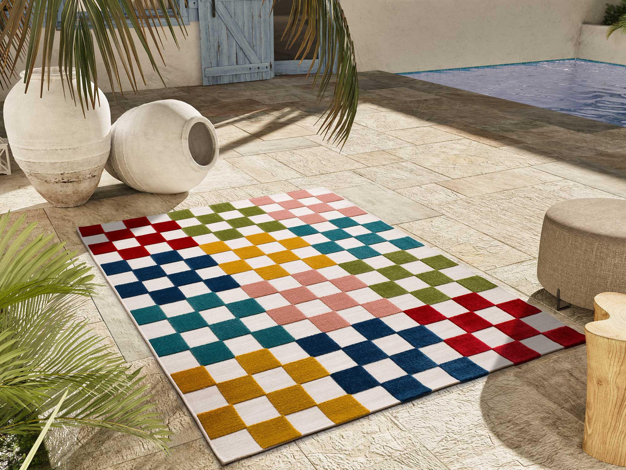 Thumbnail - Atticgo Outdoorteppich, Mehrfarbig, Textil, Kariert, Rechteckig, 80x150 cm, Oeko-Tex® Standard 100, antistatisch, Teppic...