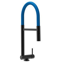 VORFENSTER-KÜCHENARMATUR, Umklappbar 4,5 CM, Schwarz Matt und Blau, 2-Strahl-Brause - Blau, Metall (21.3/44.4/21.3cm) - VIZIO