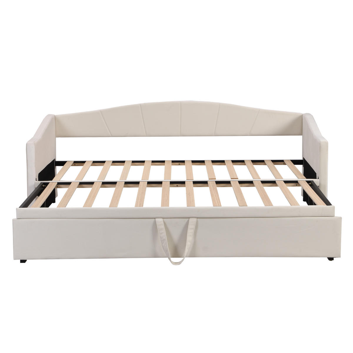 AUSZIEHBETT 90/180/200 cm DE-01743, in Beige, mit Lattenrost - Beige, Holz (90/200cm) - ComfortXL