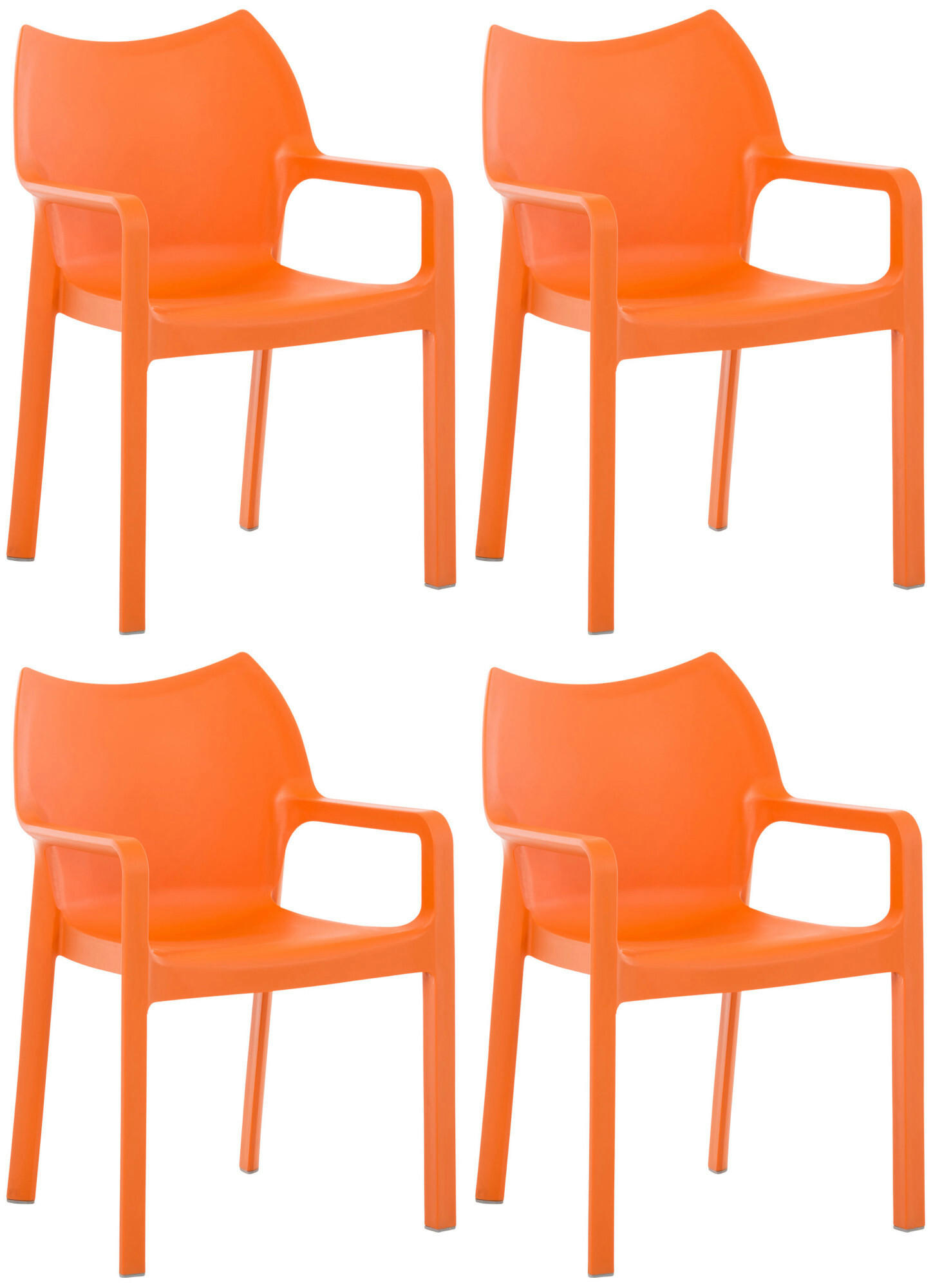 GARTENSTUHL 4er Set Kunststoff orange - Orange, Kunststoff (57/84/53cm) - CLP