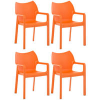GARTENSTUHL 4er Set Kunststoff orange - Orange, Kunststoff (57/84/53cm) - CLP