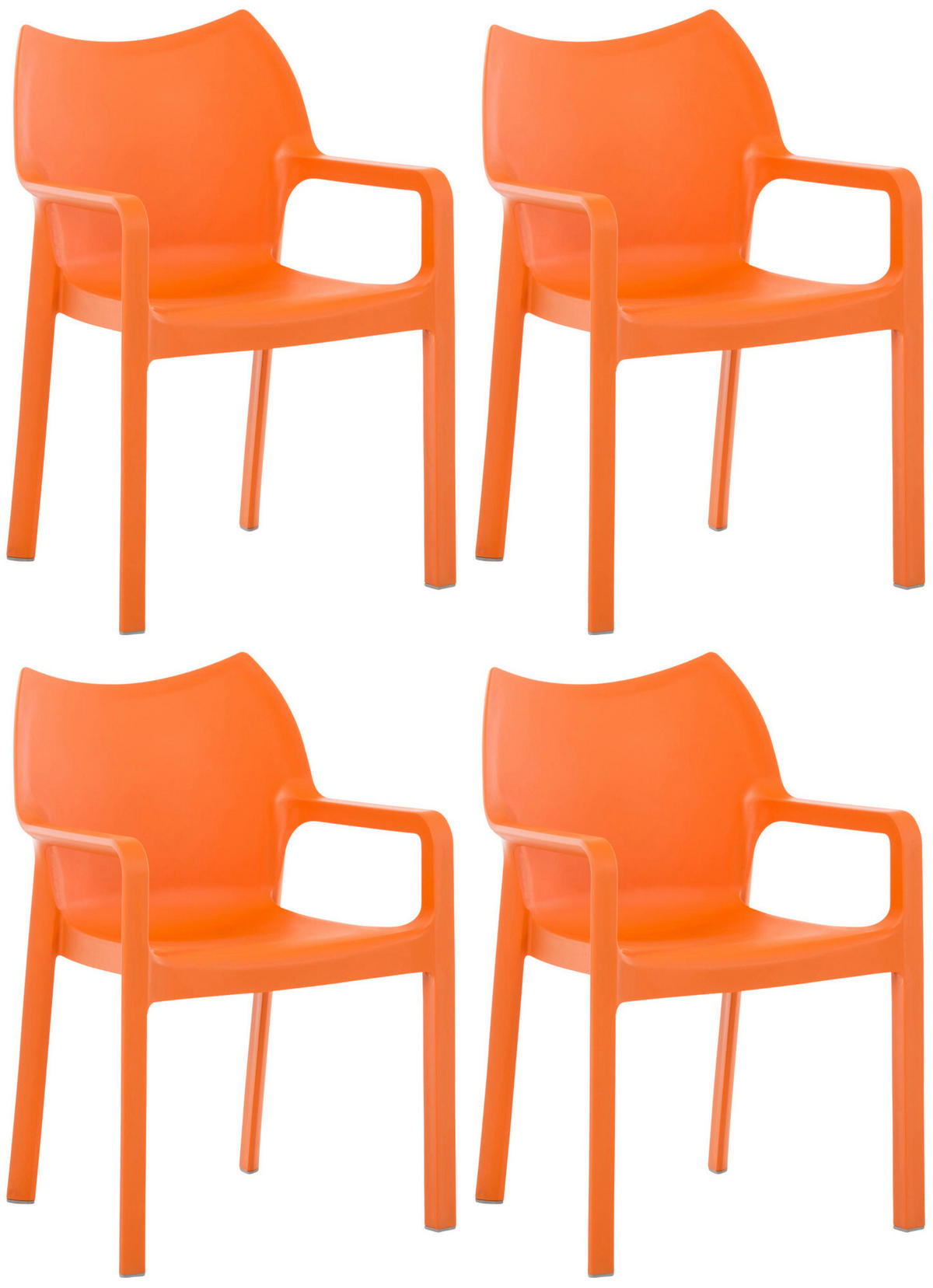 GARTENSTUHL 4er Set Kunststoff orange - Orange, Kunststoff (57/84/53cm) - CLP