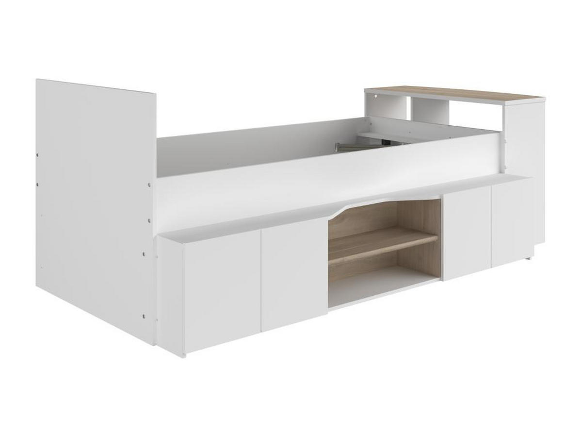 HOCHBETT Cleo 1 in Weiß und Jackson Eiche 90 x 200 cm - Weiß, Holz/Holzwerkstoff (90/200cm) - Vente-Unique