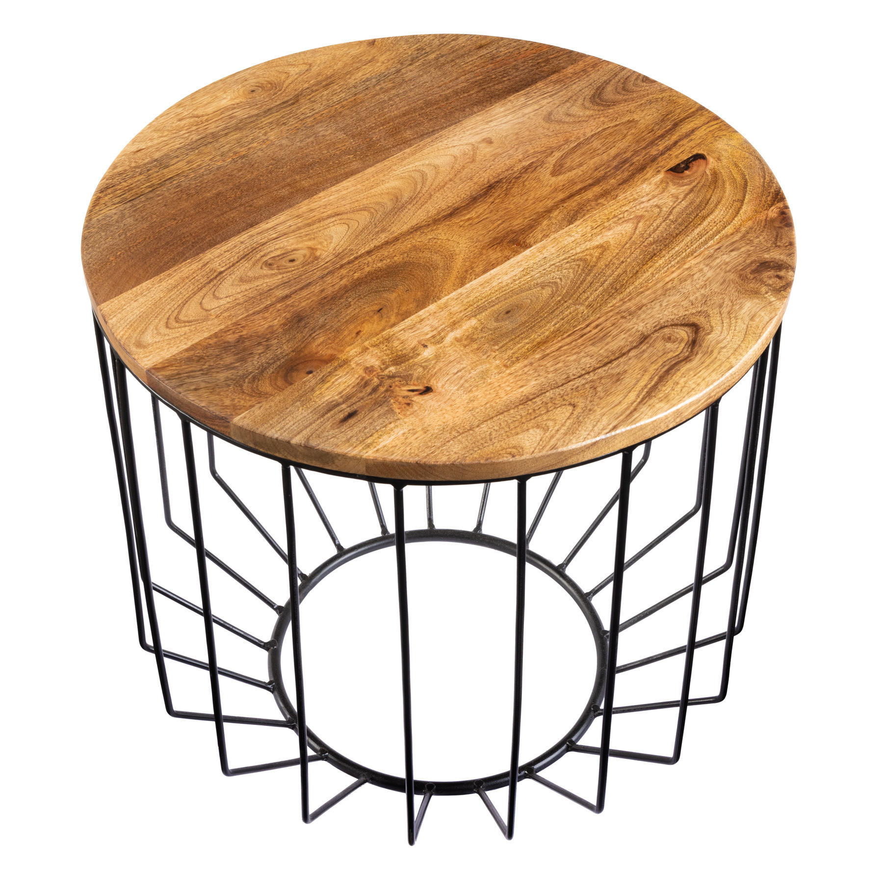 COUCHTISCH FACTORY LOFT Mango rund Natur 50cm - Schwarz/Braun, Holz/Metall (50/50/49cm) - riess-ambiente