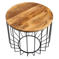 COUCHTISCH FACTORY LOFT Mango rund Natur 50cm - Schwarz/Braun, Holz/Metall (50/50/49cm) - riess-ambiente