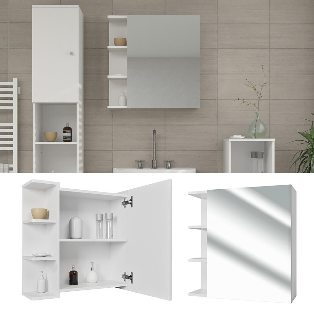 BADSPIEGELSCHRANK Fynn Weiß 62 x 64 cm - Weiß, Holzwerkstoff (62/64/20.8cm) - Vicco