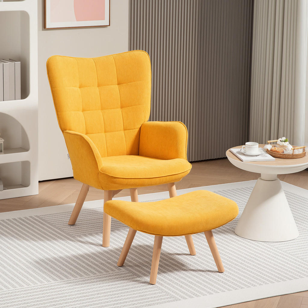 Thumbnail - Homcom Ohrensessel, Orange, Textil, Buche, 1-Sitzer, Füllung: Schaumstoff, 80x101x72 cm, Wohnzimmer, Sessel, Relaxsessel