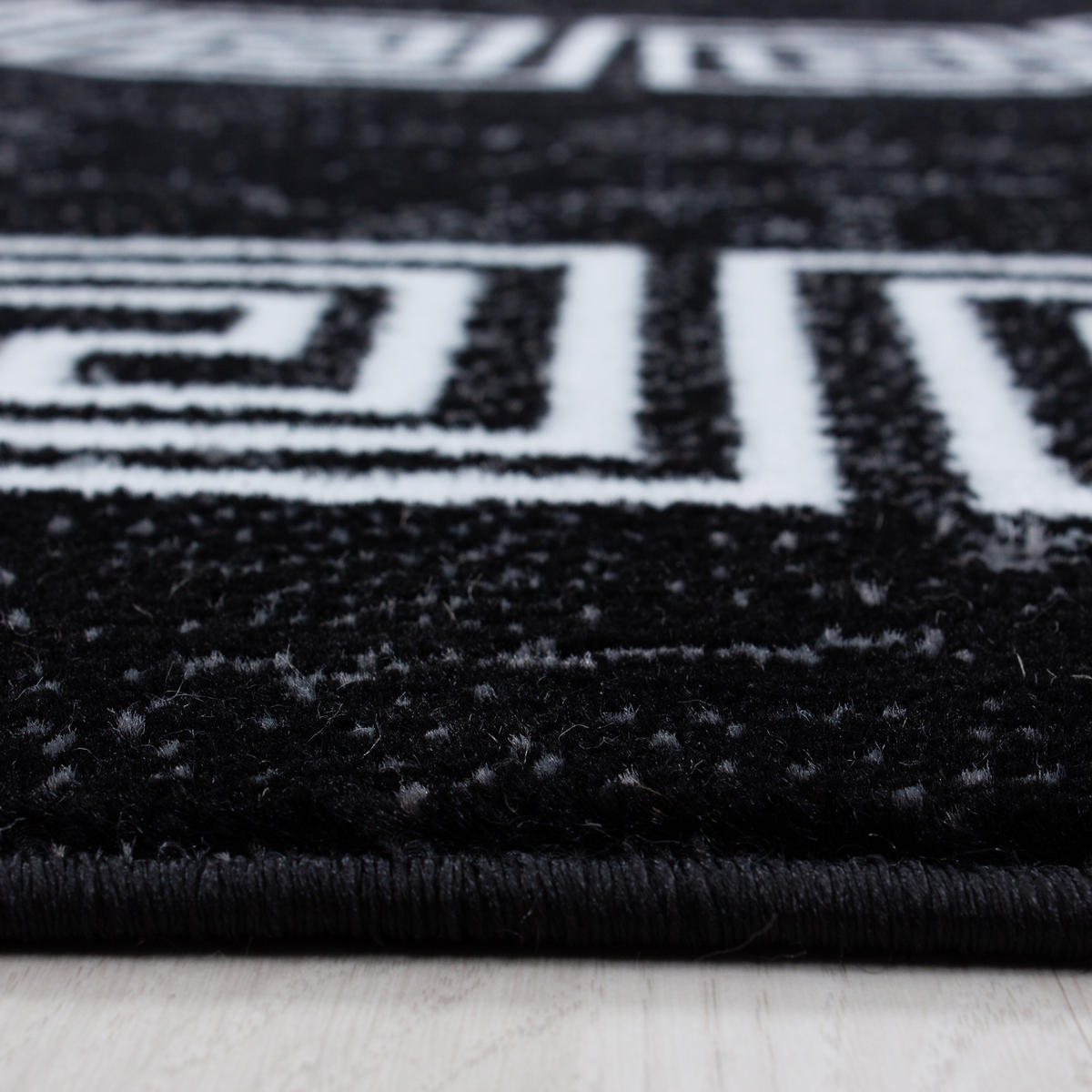 TEPPICH Kurzflor Mäander-Muster Polypropylen Wohnzimmer Schwarz Läufer 80x150 - Schwarz, Textil (80/150cm) - KADIMA DESIGN
