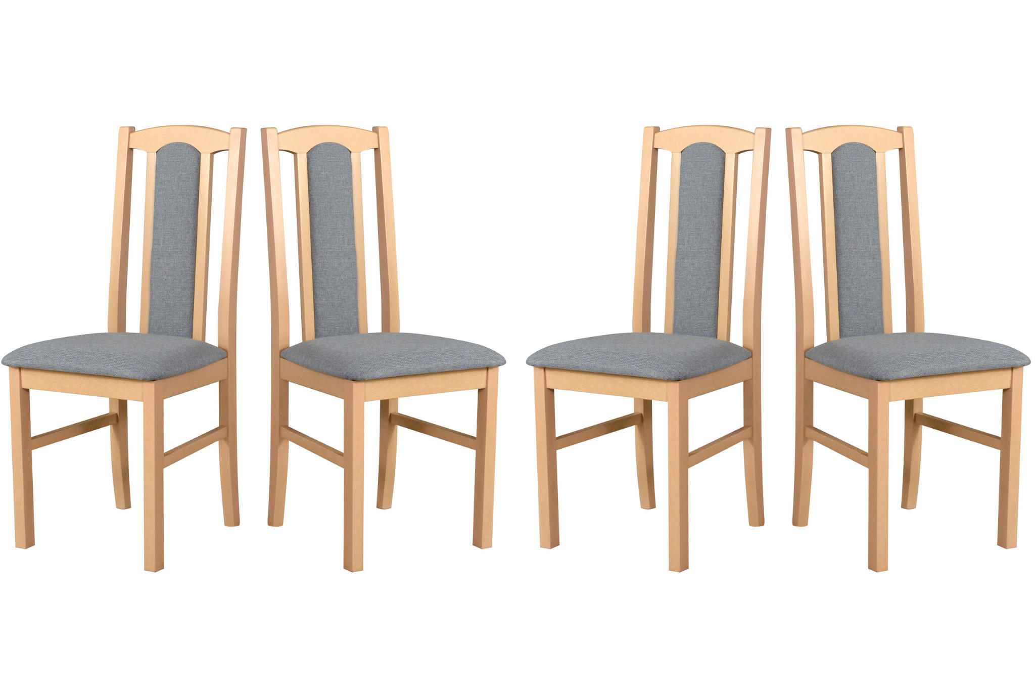 ESSZIMMERSTUHL – Set 4x Bos 7 Sonoma, hygge 91 - Grau/Sonoma Eiche, Holz (43/96/40cm) - Leaf Design
