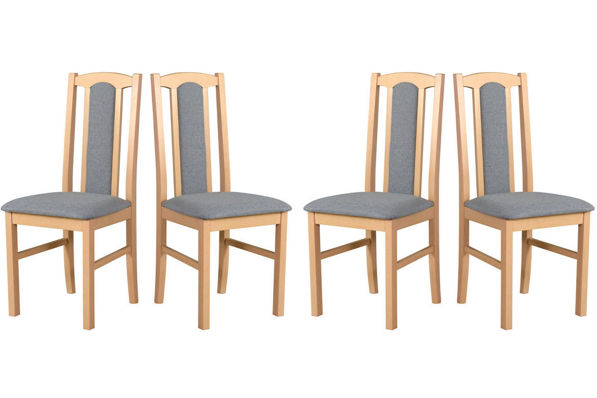 ESSZIMMERSTUHL – Set 4x Bos 7 Sonoma, hygge 91 - Grau/Sonoma Eiche, Holz (43/96/40cm) - Leaf Design