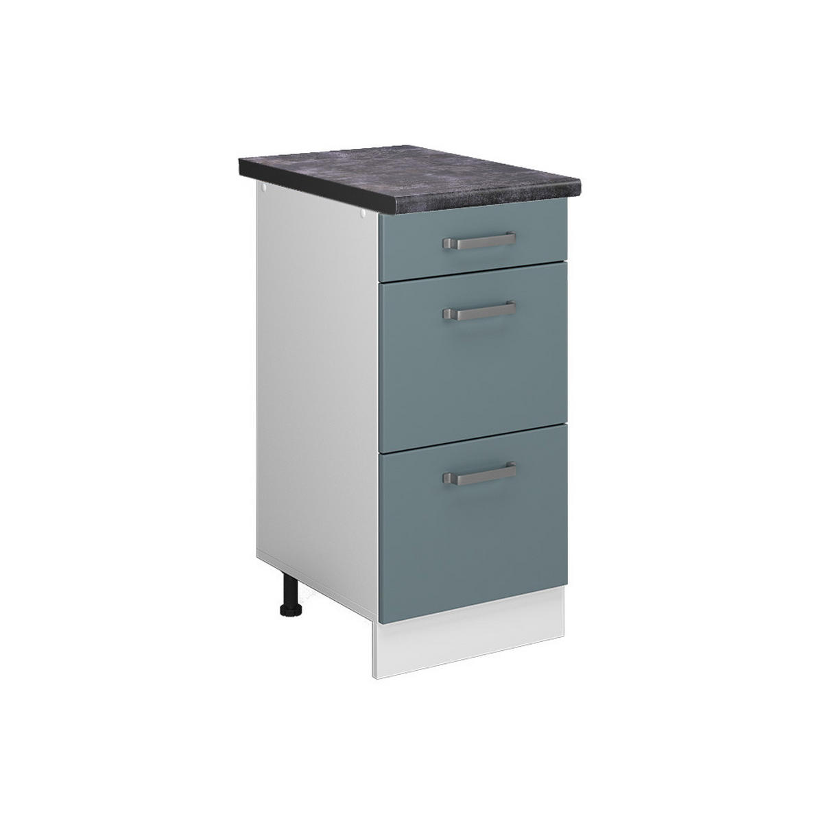 KÜCHENUNTERSCHRANK R-Line Blau-Grau 40 cm mit Schubladen, AP Anthrazit - Blaugrau/Weiß, Holzwerkstoff (40/81.6/60cm) - Vicco