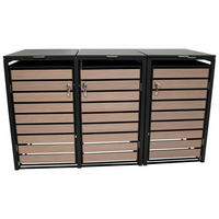 MÜLLTONNENVERKLEIDUNG Liverpool - Mülltonnenbox für 3 - in Holzoptik - , Stahl pulverbeschichtet verzinkt, anthrazit - Grau, Metall (198/116/80cm) - TPFGarden