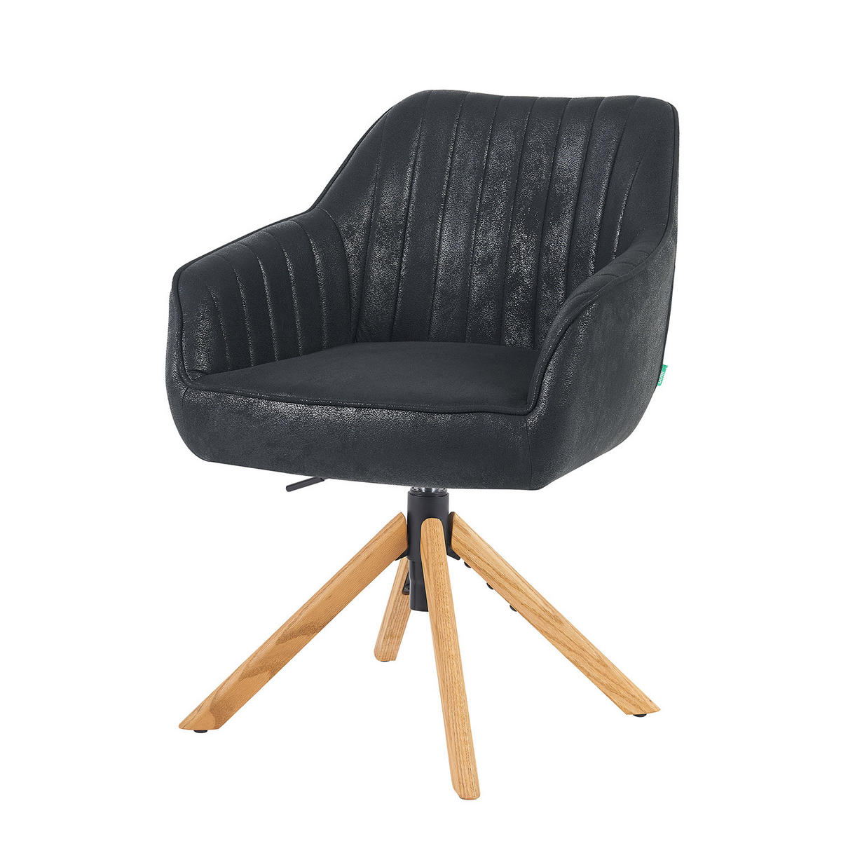 BÜROSTUHL Mika-Olea - Honigeiche/Schwarz, Eichenholz/Holz (60/83/61cm) - DUBI Möbel