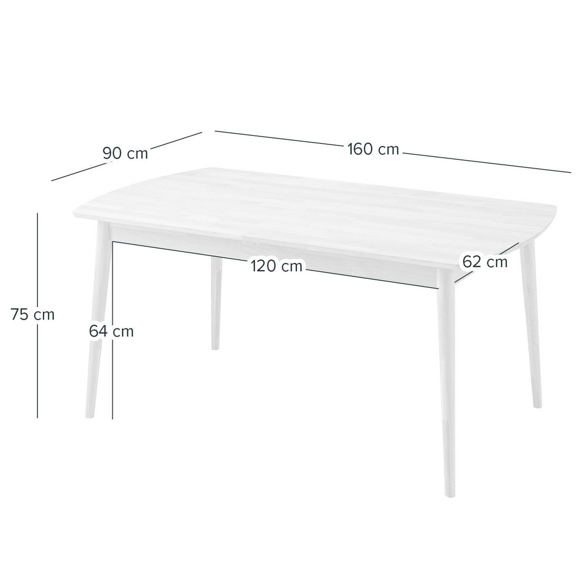 ESSTISCH - Eiche massiv - Eichefarben, Holz (90/160/75cm) - home24