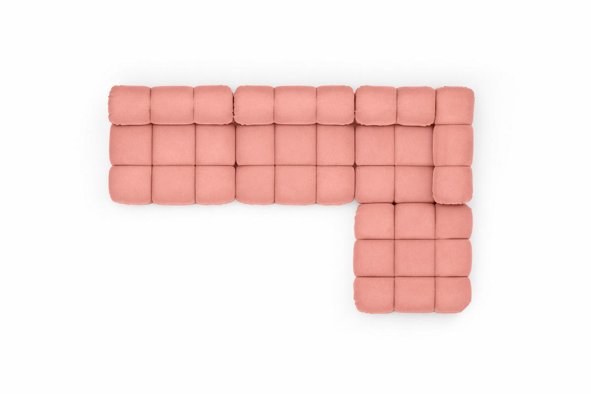 ECKSOFA L-Form Modulare, Veloursstoff Salvador, Rosa, Rechts, Selia - Rosa, Holz (285/160cm) - Kaiser Möbel