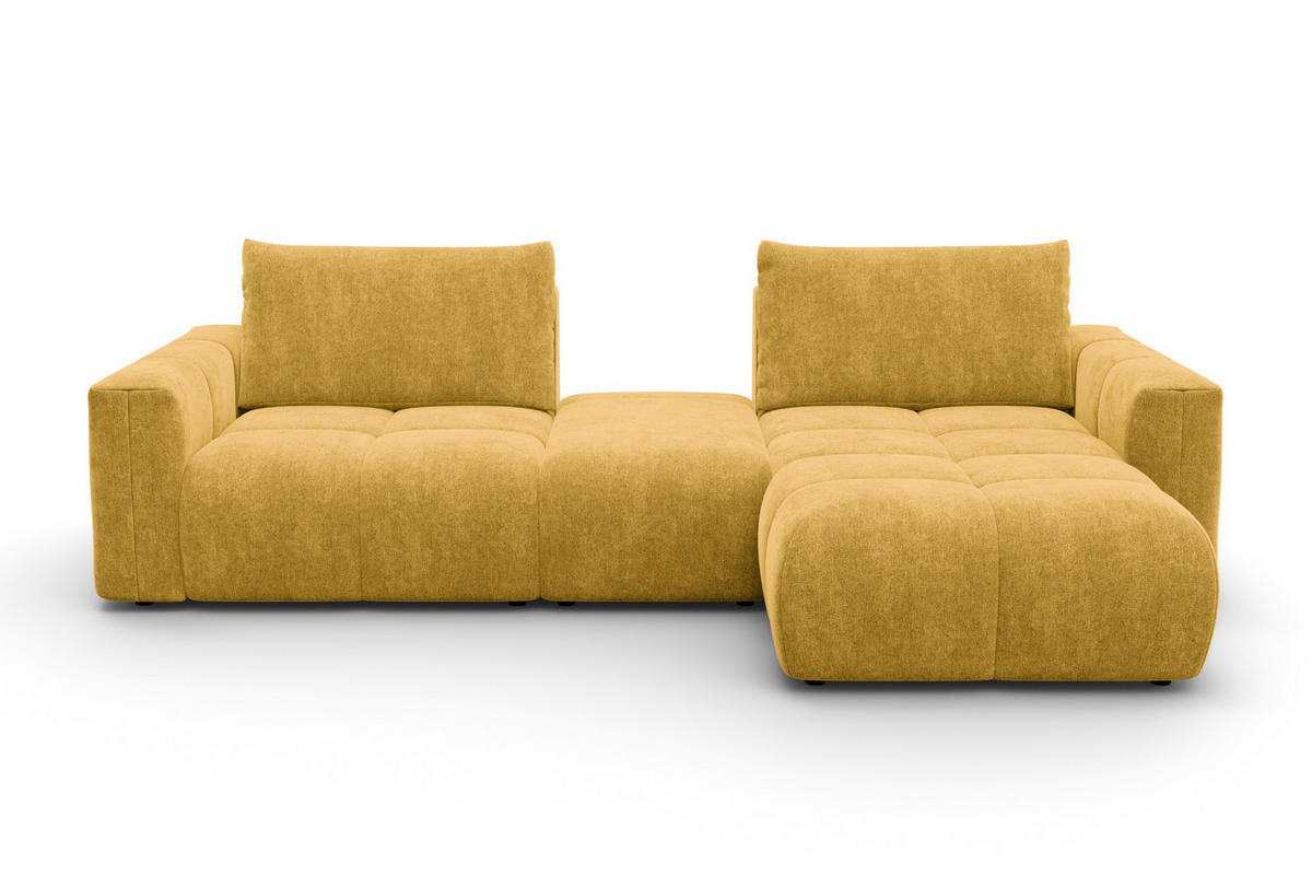 ECKSOFA VERONA 4-Sitzer RECHTS, Gelb - Gelb/Schwarz, Holz/Textil (282/173cm) - Courtois Laville