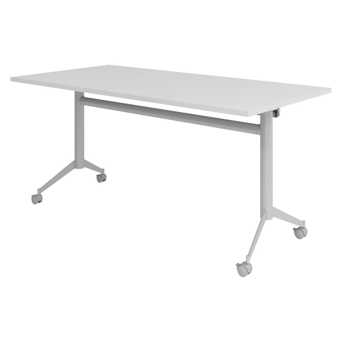 KLAPPTISCH fahrbar KF 80/160/75 cm in Grau - Grau, Holzwerkstoff (80/160/75cm) - bümö