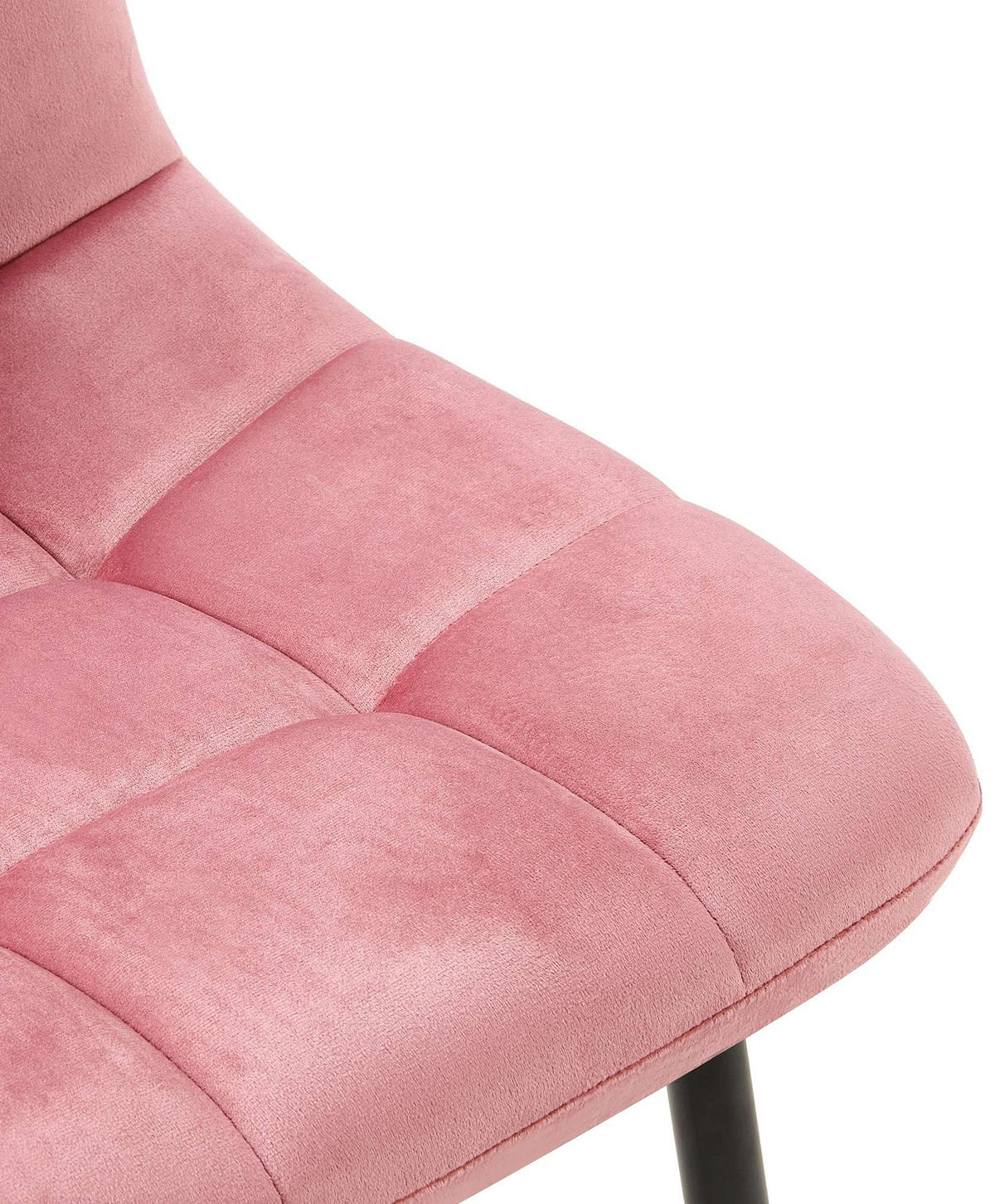 STUHL 4er Set Samt Rosa - Schwarz/Rosa, Textil/Metall (45/84/55cm) - CLP