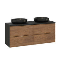 DOPPELWASCHTISCH 120.2cm Elena Holz und Schwarz - Schwarz, Holzwerkstoff (120.2/52/46cm) - Petits-meubles