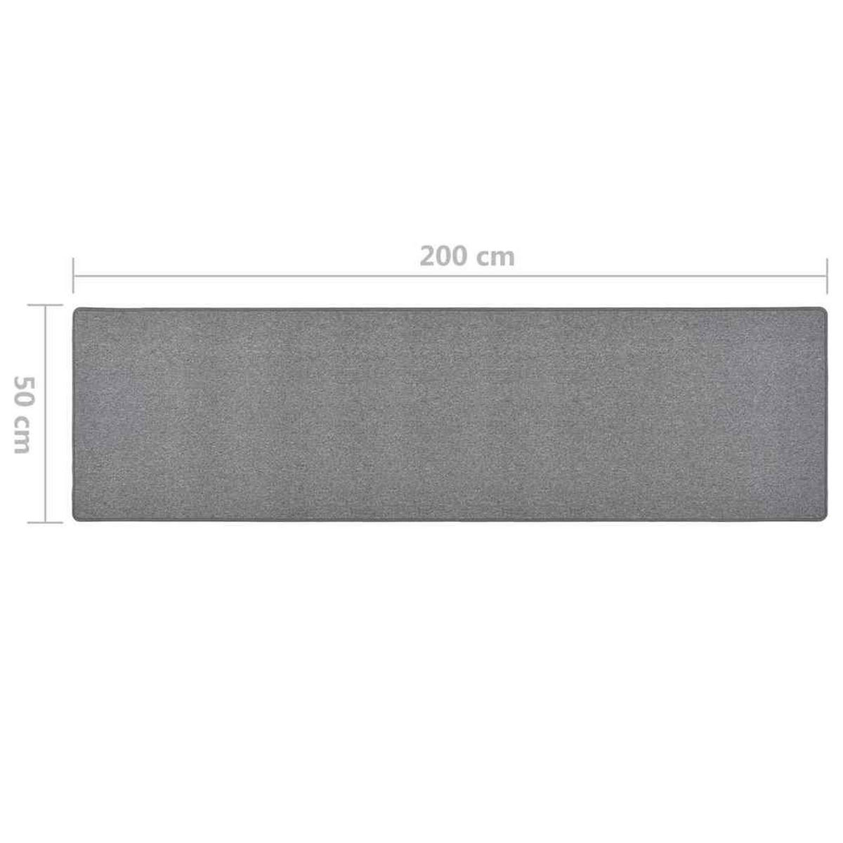 TEPPICHLÄUFER Dunkelgrau 50/200 Cm - Grau, Kunststoff (200/50cm) - vidaXL