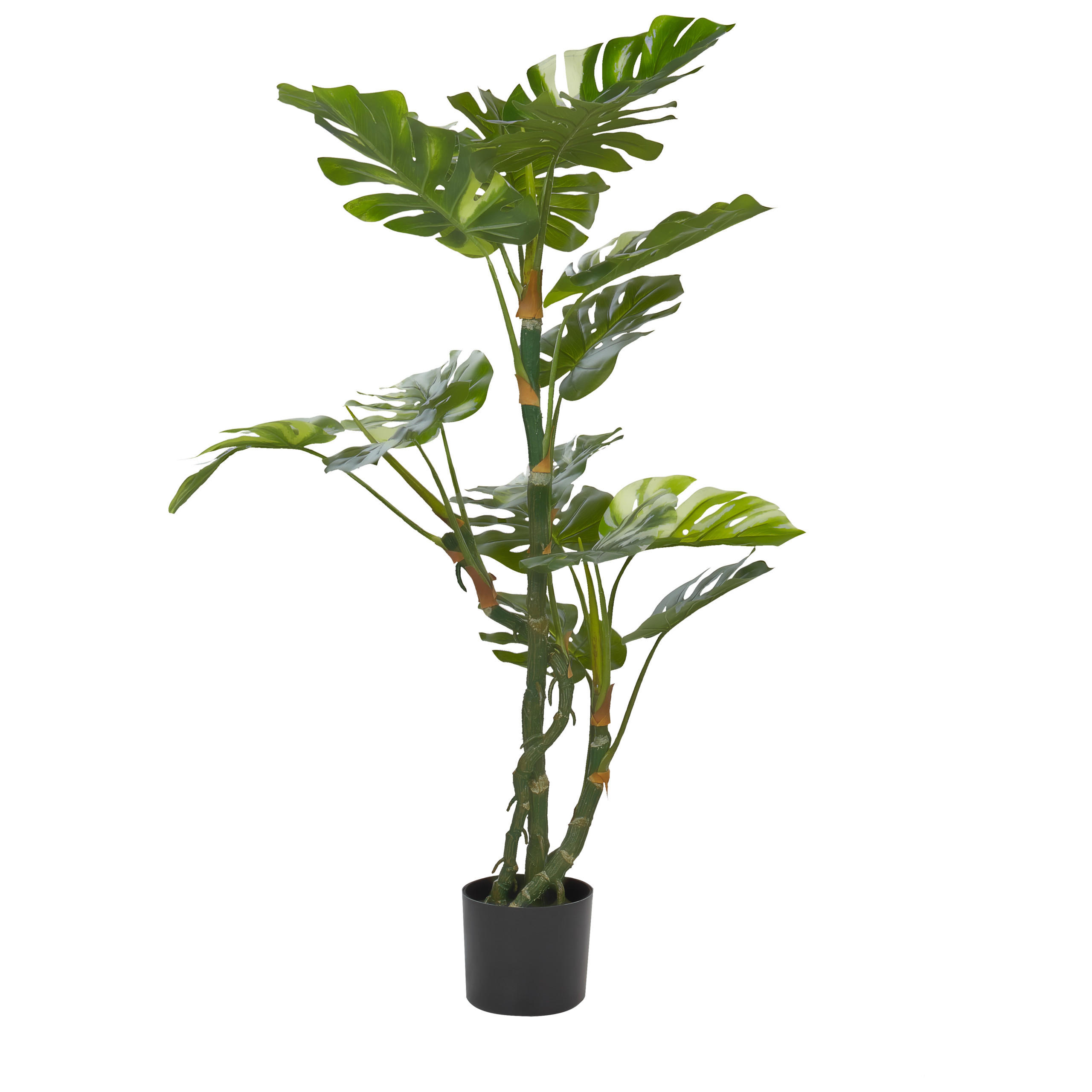 KUNSTPFLANZE im Blumentopf 135 cm Grün/Schwarz Monstera Plant - Schwarz/Grün, Kunststoff (135cm) - Beliani