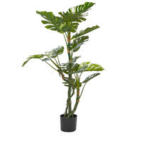 KUNSTPFLANZE im Blumentopf 135 cm Grün/Schwarz Monstera Plant - Schwarz/Grün, Kunststoff (135cm) - Beliani
