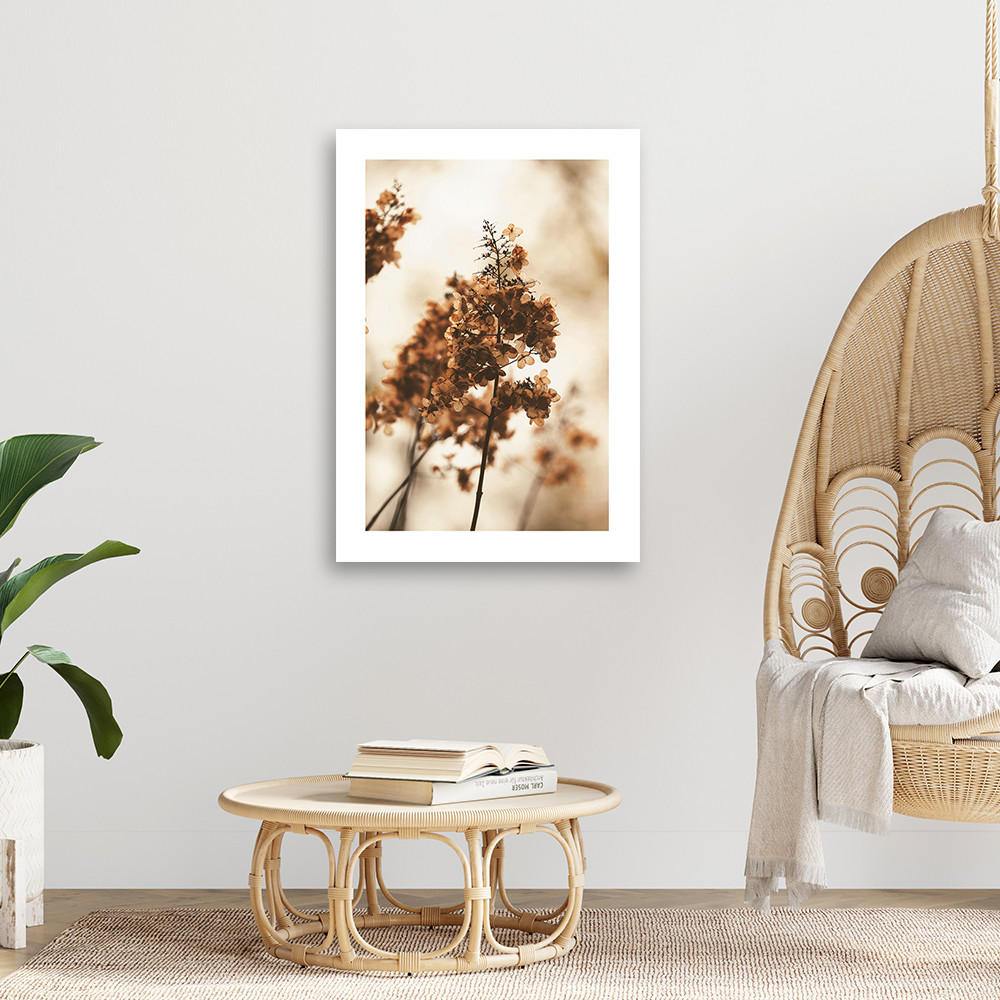 WANDBILD getrocknete hortensienblüte - Beige, Textil (40/60cm) - Feeby