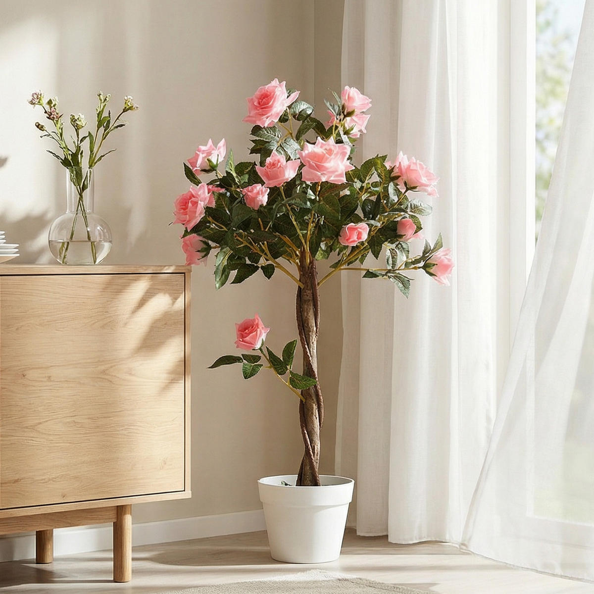 KAMELIENBAUM DE-08640 im Zementtopf - Pink, Kunststoff (90cm) - ComfortXL