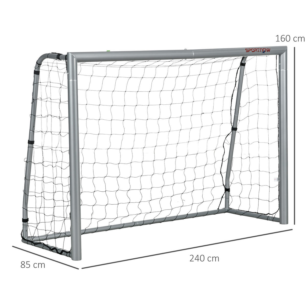 FUSSBALLTOR DE-10568 240x160 cm, wetterfest Grau - Grau, Metall (85/240cm) - ComfortXL