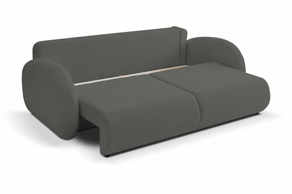SOFA LOOP Schlaffunktion & Bettkasten PUR-Schaum Schwarze Kunststofffüße skandinavischer Stil lose Rückenkissen freistehend 234x112x86 cm Graphite - Graphitfarben, Holz/Textil (234/86/112cm) - DomoHome