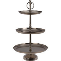 TABLETT Metall 3-stufig 50 cm - Silberfarben, Metall (30.5/50cm) - Home Styling Collection