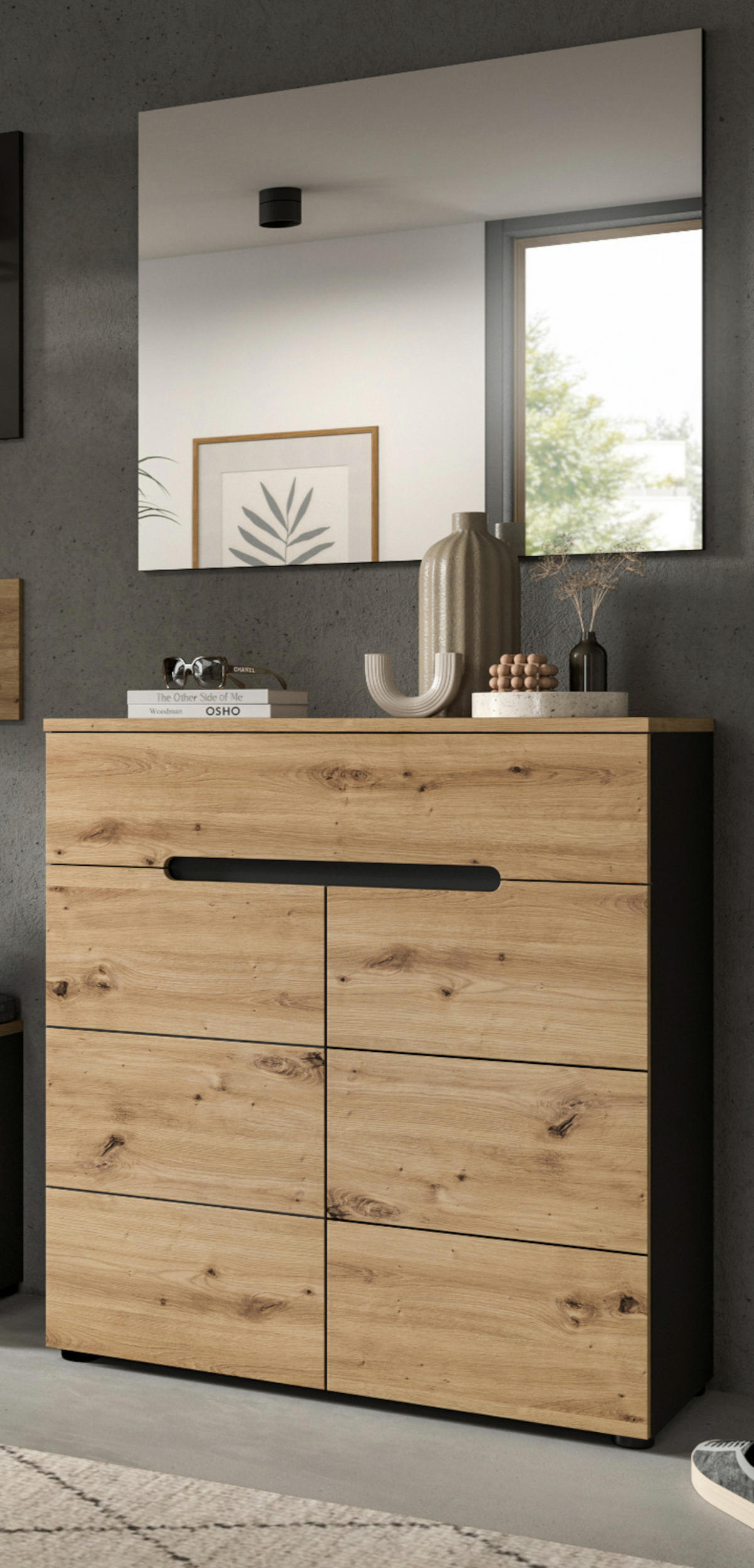 GARDEROBENSPIEGEL grau, Wandspiegel 80 x 73 cm - Grau, Glas/Holzwerkstoff (80/73/2cm) - Inn.Furn
