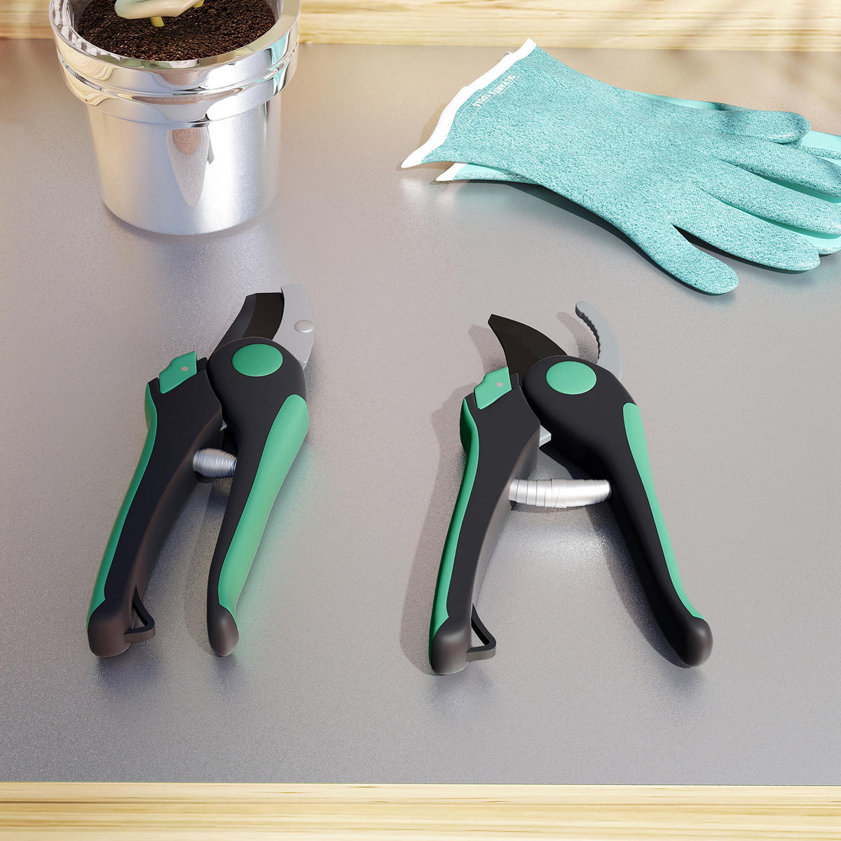 GARTENSCHERENSET 2-teilig aus Metall, Kunststoff Grün - Grün, Metall (6/2/21cm) - Outsunny