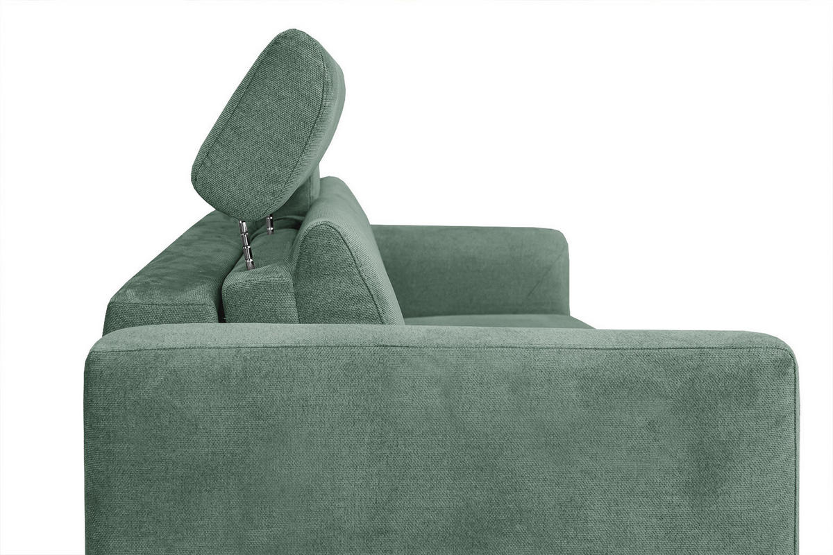 SOFA MEZO 3-Sitzer mit Schlaffunktion, grün - Schwarz/Grün, Holz/Textil (232/90/107cm) - Courtois Laville
