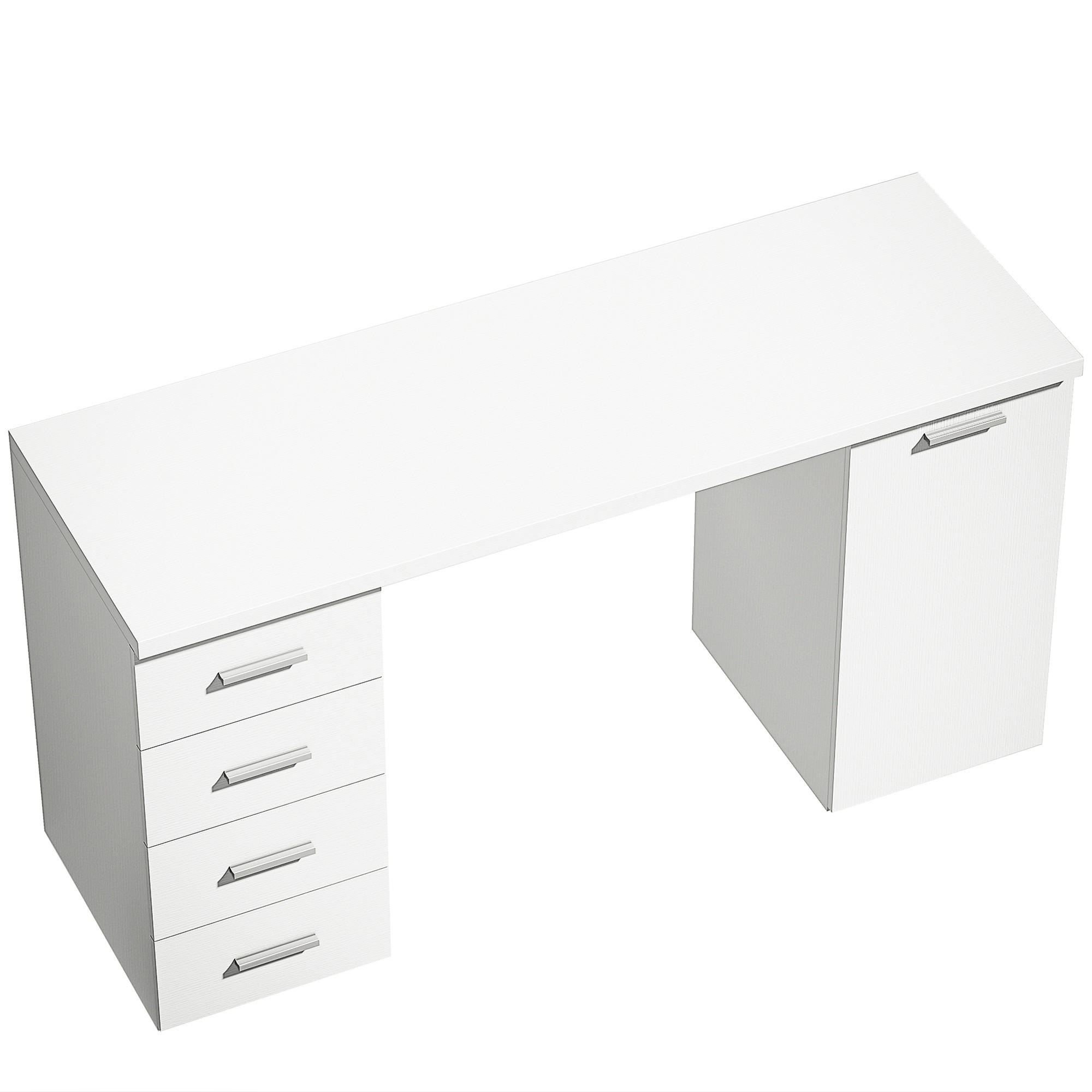 COMPUTERTISCH MDF Weiß - Silberfarben/Weiß, Holzwerkstoff/Metall (140/48/75cm) - HOMCOM