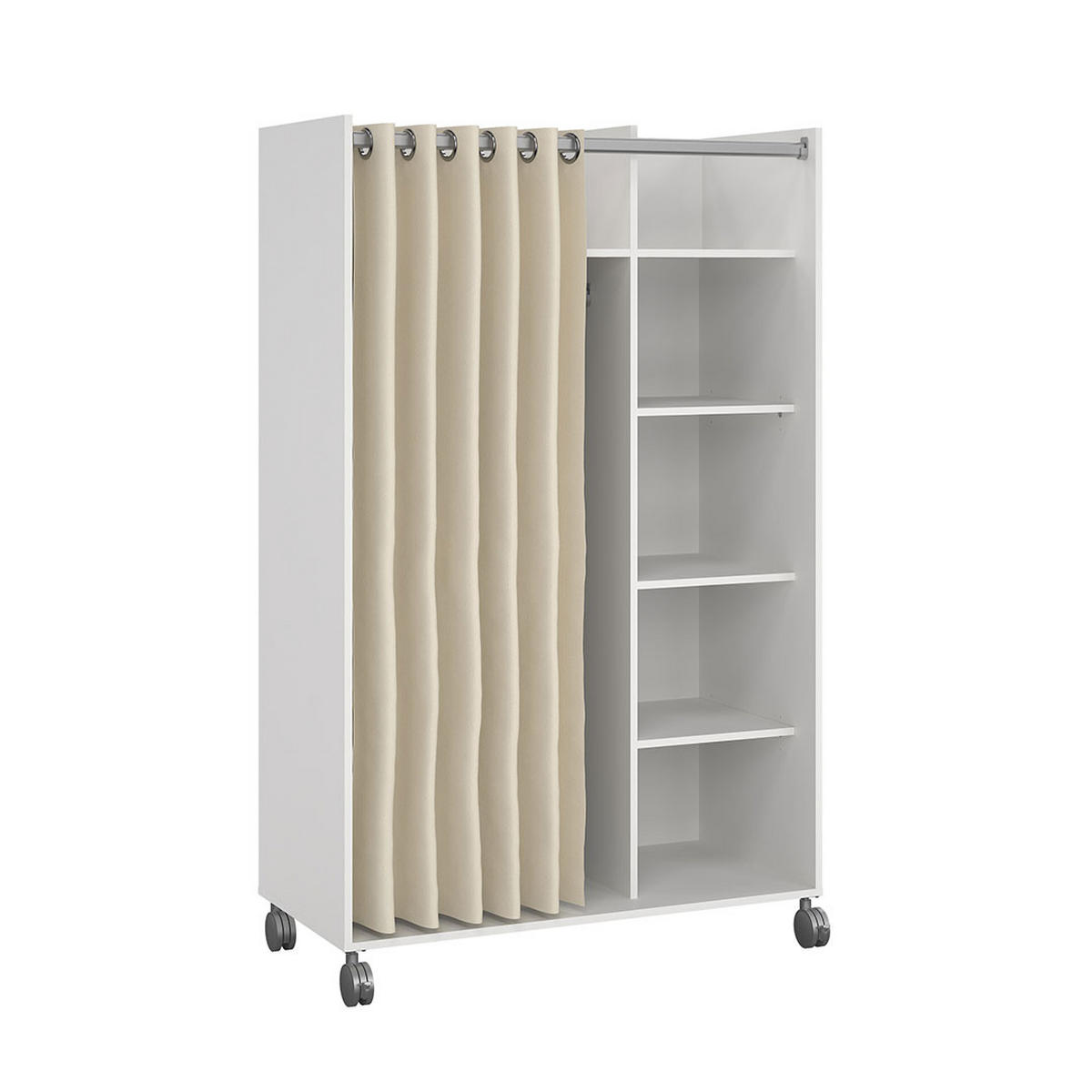 KLEIDERSCHRANK, Kit, Weiß, Holzwerkstoff, 100 x 49 x 160 cm - Weiß, Holzwerkstoff (100/160/49cm) - ebuy24