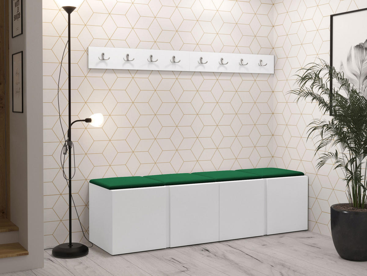 GARDEROBEN-SET Orion VII - Weiß/Grün, Holzwerkstoff/Kunststoff (168/42/46cm) - MIRJAN24