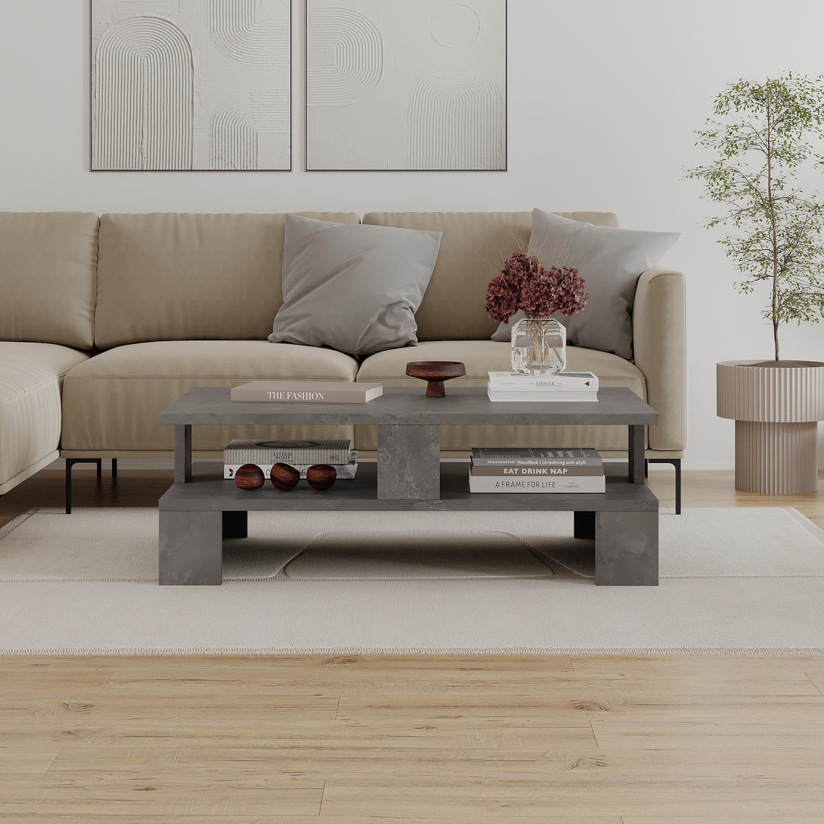 COUCHTISCH Mansu Grau 80/27.5/50 cm - Grau, Holzwerkstoff (27.5/80/50cm) - Decortie