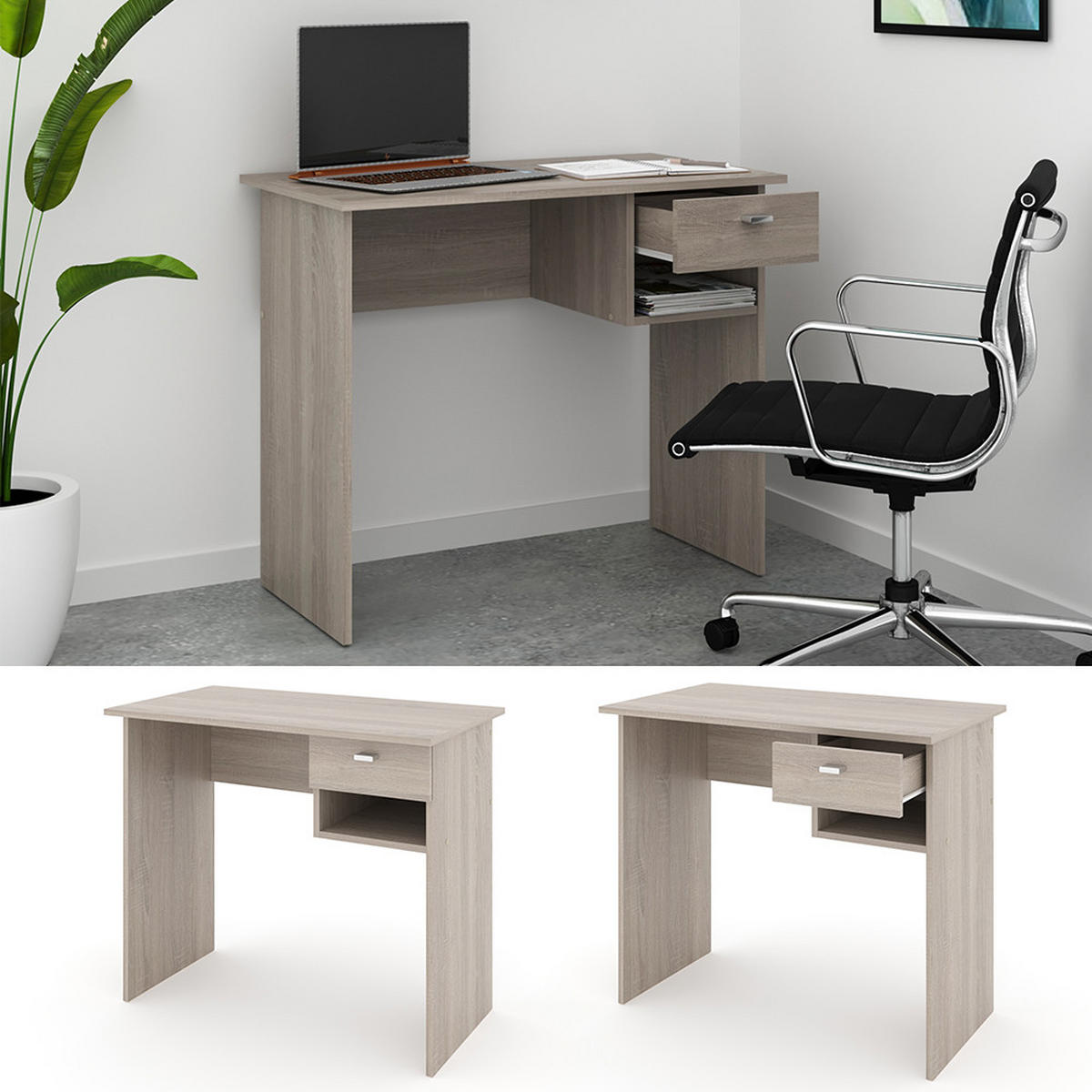 SCHREIBTISCH Colin Sonoma 90 x 50 cm - Sonoma Eiche, Holzwerkstoff (50/90/74.6cm) - Vicco