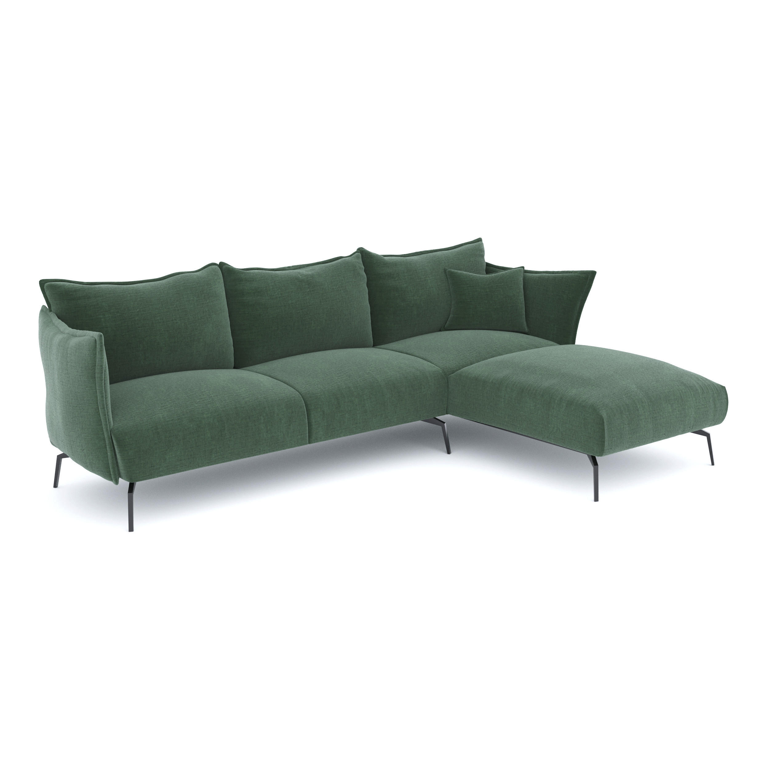 ECKSOFA RECHTS Texturierter Samt Smaragdgrün 290cm - Smaragdgrün, Textil (290/100cm) - Sia Home