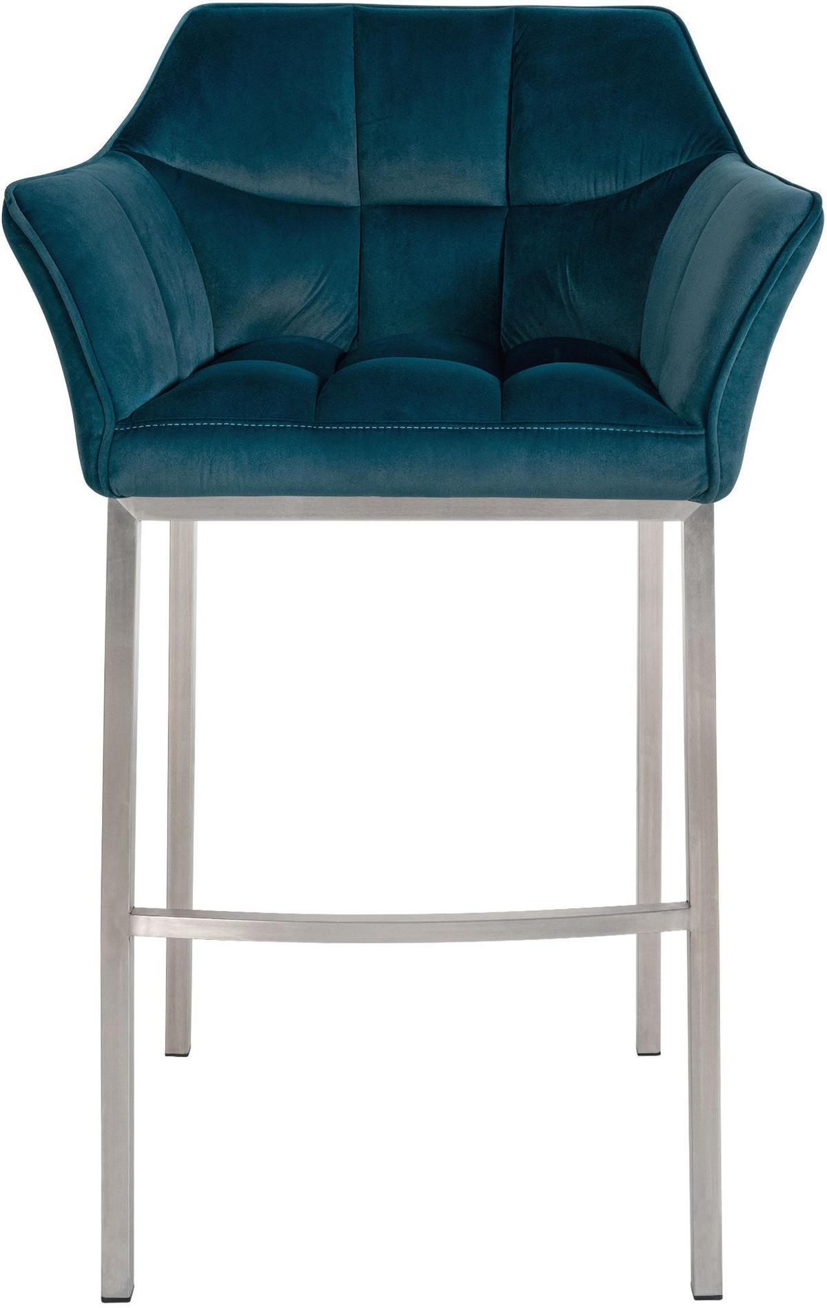 BARHOCKER 2er Set Samt Grün - Edelstahlfarben/Grün, Textil (64/110/48cm) - CLP