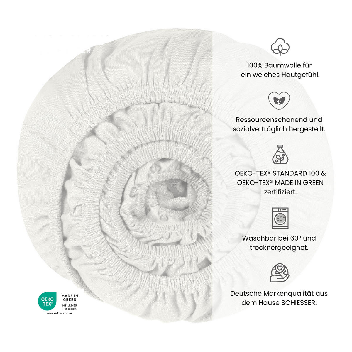 SPANNBETTLAKEN New Jersey - Edeljersey - 150 x 200 cm - Weiß - Weiß, Textil (150/200cm) - Uncover by Schiesser