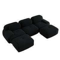 ECKSOFA 298/178/70 cm schwarz aus Cordstoff modular, rahmenlos und montagefrei - Schwarz, Textil (178/298cm) - OKWISH