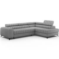 KANEDO Ecksofa mit Schlaffunktion und Bettkasten – Modernes Designsofa, verstellbare Kopfstützen, Metallfüße - Grau, Kunststoff (269/86cm) - Wohnideebilder