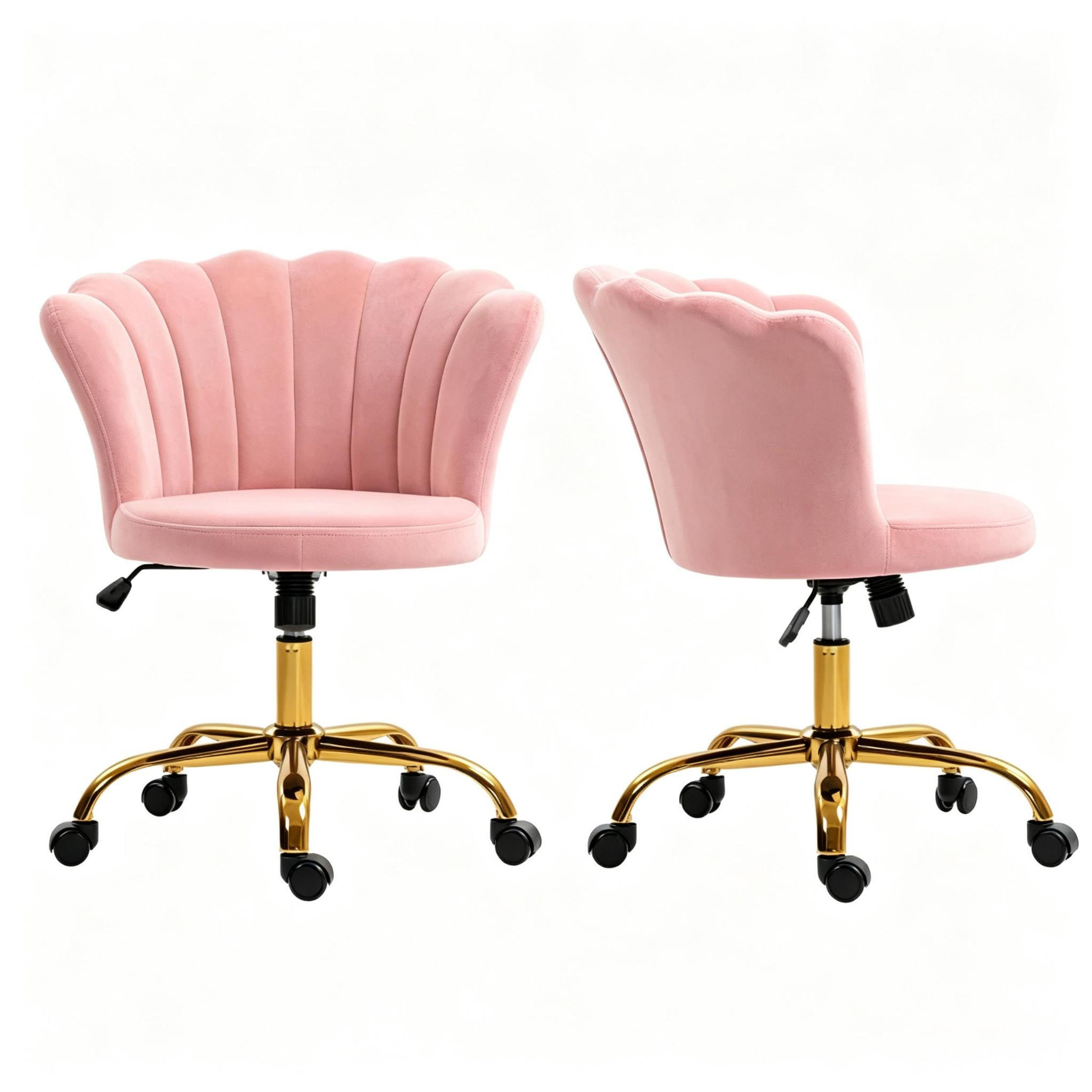 DREHSTUHL rosa Velours Friseurstuhl höhenverstellbar 69 cm - Rosa, Textil (69/80/64cm) - Gisaae
