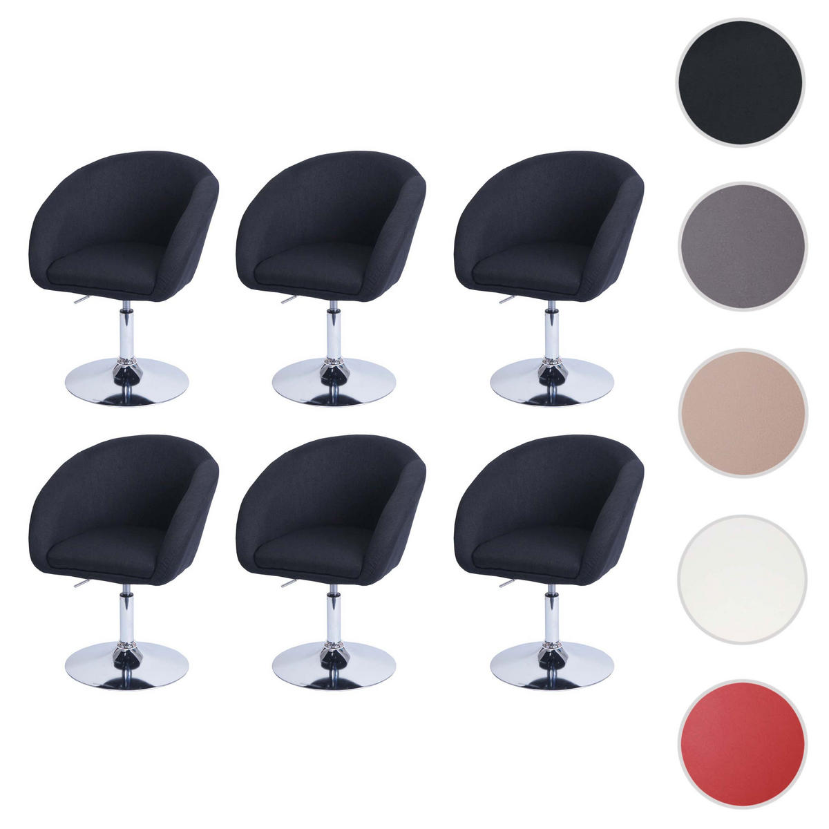 JEDÁLENSKÁ stolička antracitová, sada 6 ks - antracitová, textil (59/90/60cm) - MCW