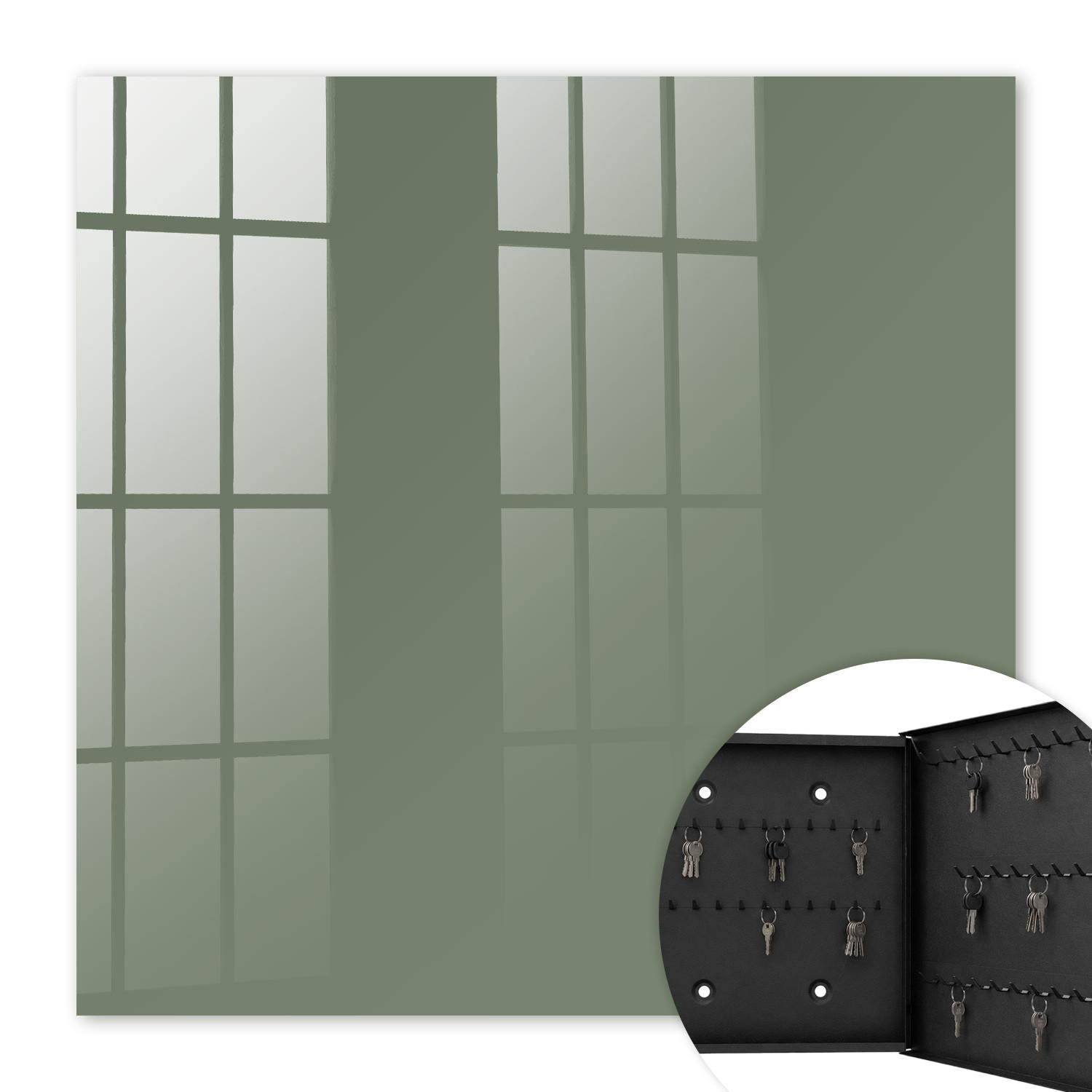 SCHLÜSSELBOX Schwarz 30x30 cm- Türöffnung nach rechts - Dunkelgrün - Grün, Metall (30/30/5cm) - TULUP